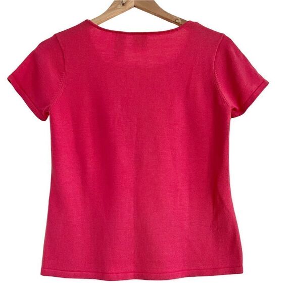 Vintage Emma James Liz Claiborne Embroidered Rose Short Sleeve Sweater Petite SP - Picture 4 of 6